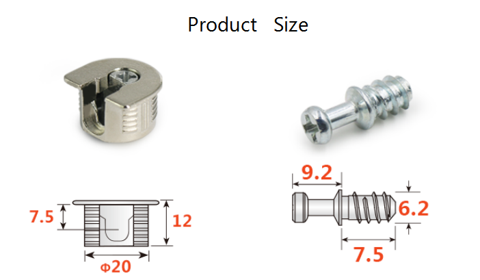 Zinc Alloy 20mm Thread Cam Lock Mini Fix Shelf Support Holder for Furniture Connector