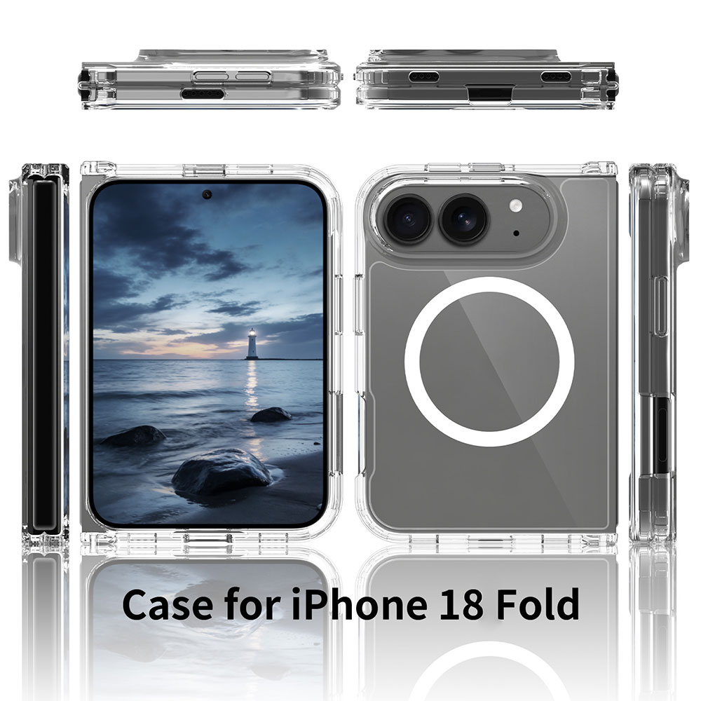 Laudtec Magnetic Transparent Ultra-thin Foldable case for iPhone 18 Fold Scratch-resistant Anti-yellow Supports Custom logo OEM