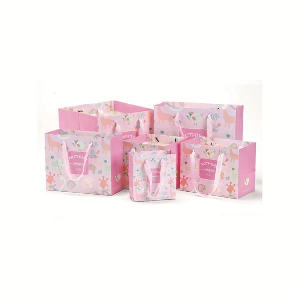 Mini Paper Gift Bags With Handles Nylon Matte Finishing Custom Company Logo