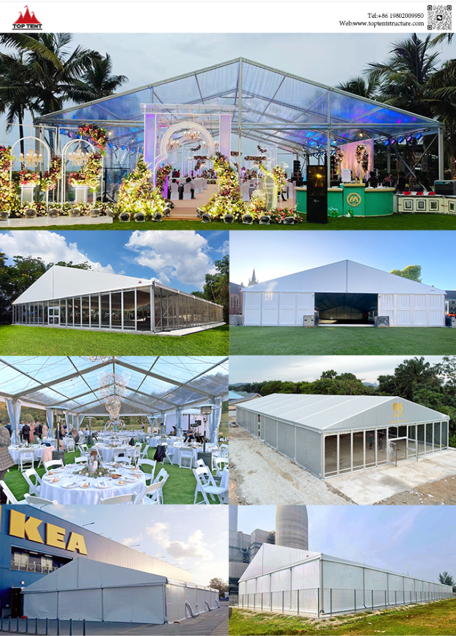 Couverture de toit transparente en aluminium Un cadre Marquee Mariage Marquee Tente 12m largeur