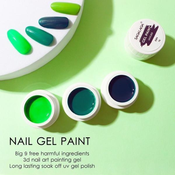 Jar Jelly UV Vert Holographique Box de vente au détail Peinture Neon Gel Peintures d'ongles Art Set
