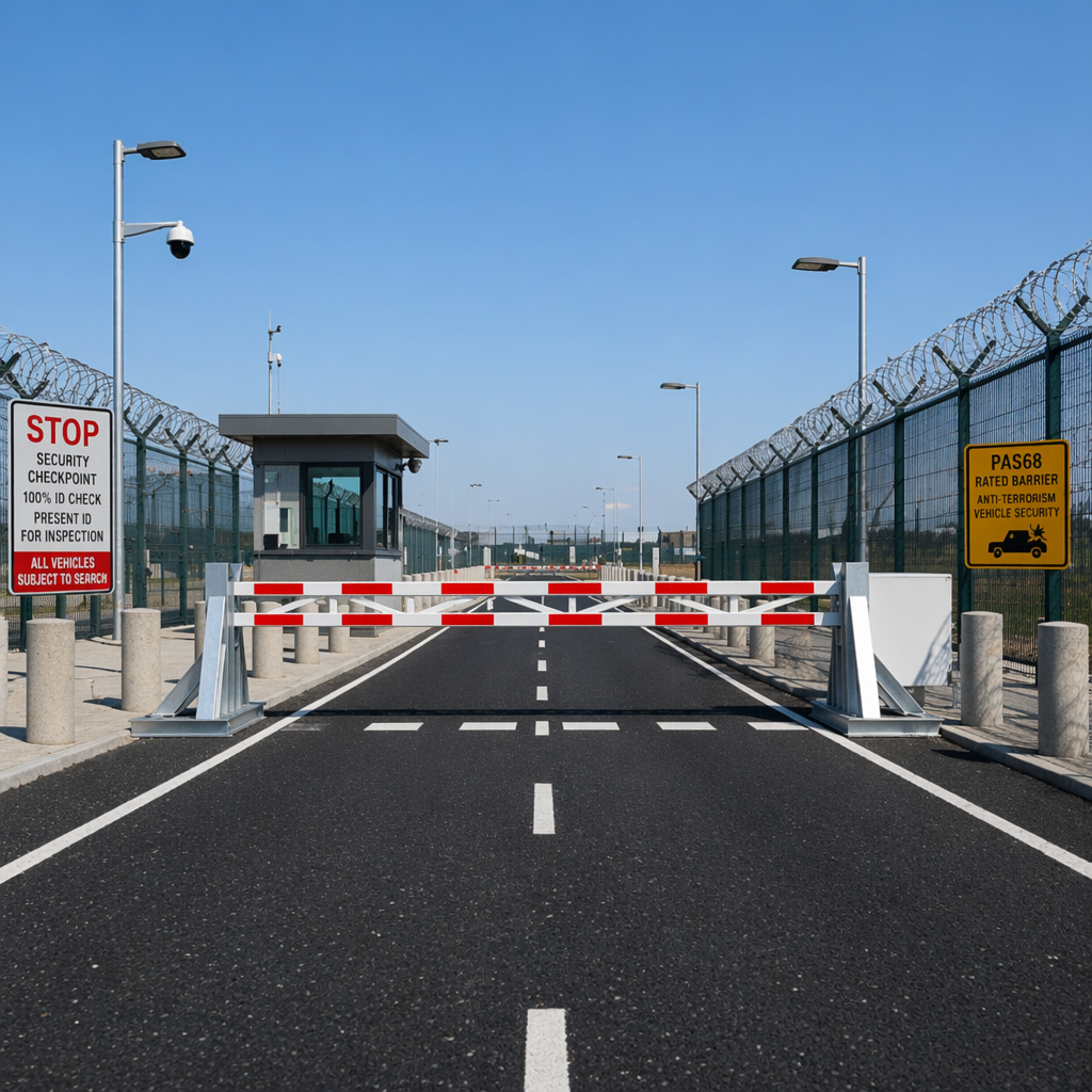 No entry, parking lane gate, a genuine anti-vehicle ramming gate