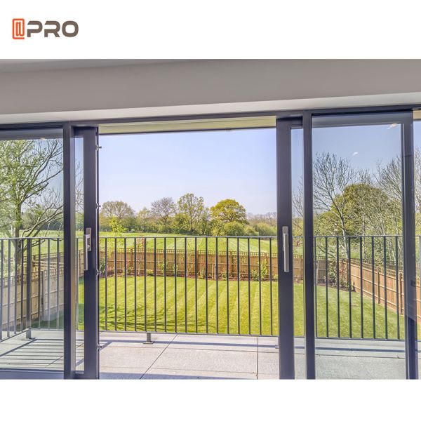 4 Panel Double Glazed Aluminum Tempered Glass Sliding Doors For Balcony Entrance