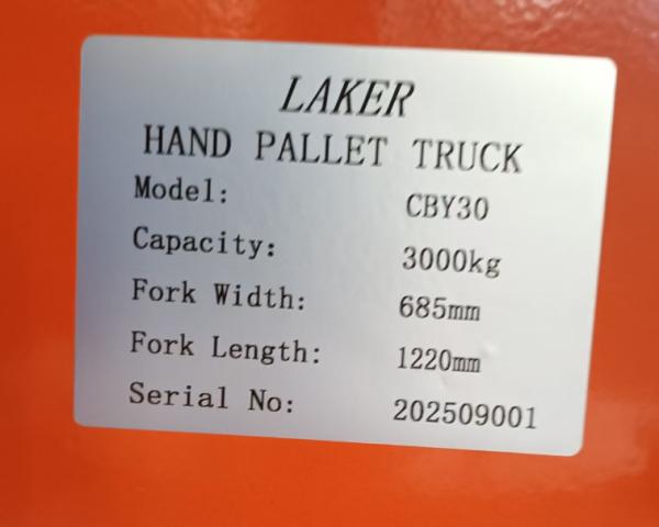 Camión de paletas de mano de 3 toneladas con ruedas de doble nylon para el manejo de material de almacén de 3000 kg