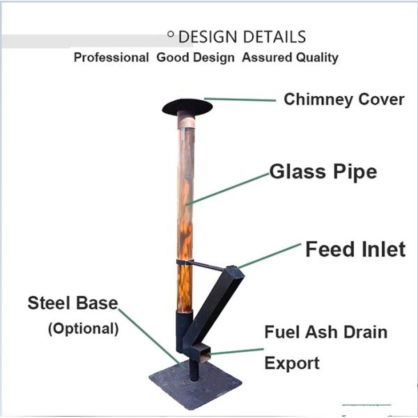 Outdoor Freestanding Patio Heater Portable Modern Wood Pellet Stoves 140cm
