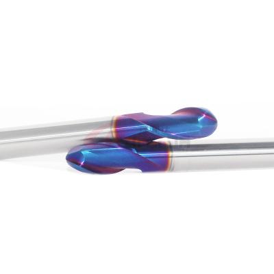 16mm revêtement bleu d'Endmill de nez de boule de carbure de 2 cannelures pour l'acier de moule