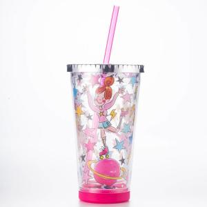 アンチリーク DIYステッカー ストローカップ ポータブルと便利な飲み物カップ 高性能の学生用プラスチックカップ