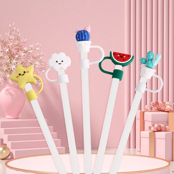 Toppers de paja de flores de silicona Reutilizables cubiertas y tapas para 9-10mm Las pajitas se ajustan Stanley 30 & 40oz Stambler Stanley Cap tapa