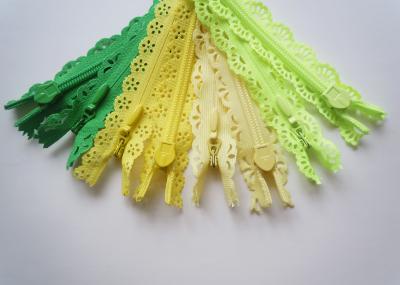 Custom Length Double Sided Sewing Notions Zippers , Nylon Lace Zipper For Clothes