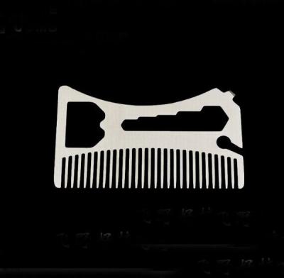 Custom cool innovative men gift, engrave logo stainless steel credit card wallet beard comb bottle opener