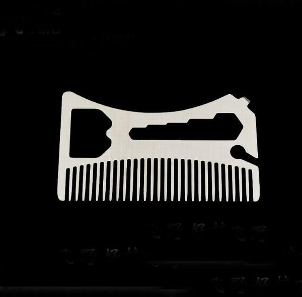 Custom cool innovative men gift, engraved stainless steel credit card sized comb bottle opener