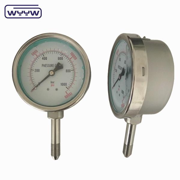 Medidor de pressão industrial de aço inoxidável, com manômetro de pressão 4 de 100 mm, cheio de óleo