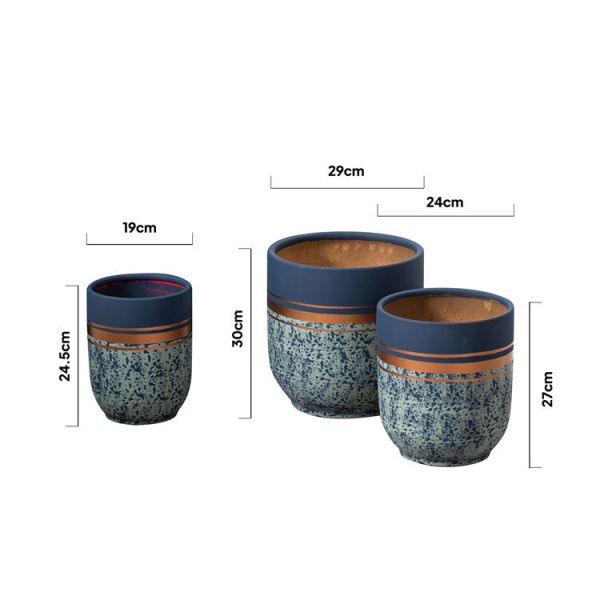 Novelty home indoor matte blue garden planter outdoor decoration big ceramic planter flower pots