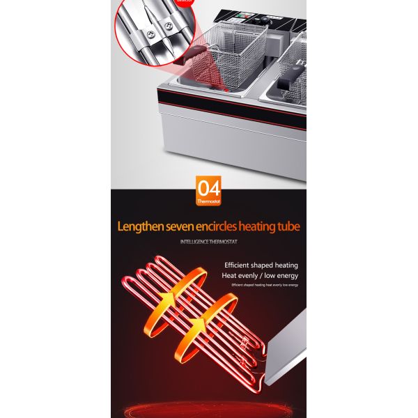 660x565x420mm Durable Stainless Steel Electric Chips Deep Frying Machine with Thicken Basket