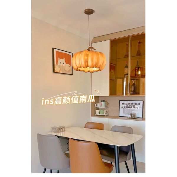 Designer Restaurant Island LED Chandelier Retro Resin Pumpkin Lamp Bedroom Wabi Sabi Pendant Lamps(WH-VP-165)