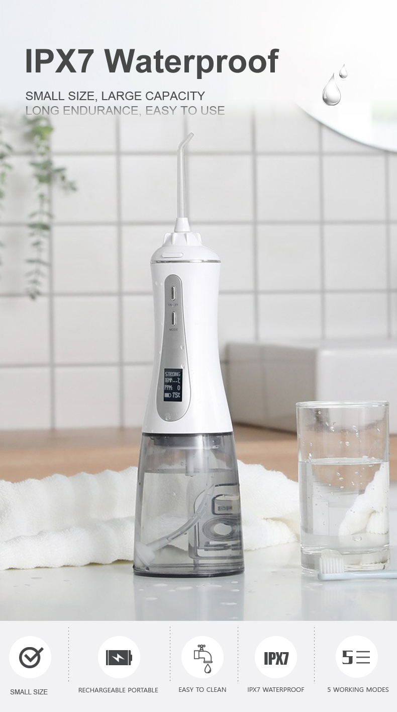 Тип вода Flosser IPX7 c OLED бесшнуровая делает перезаряжаемые водостойким