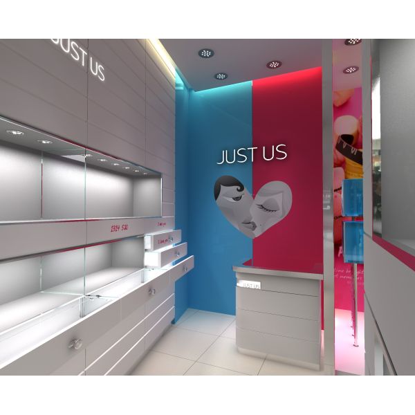 Pink / Red Locking Jewelry Display Case For Jewellery Shop Interior Design