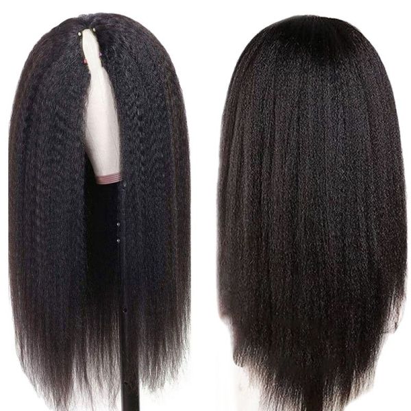 Long Human Hair V Part Wig 30Inch Kinky Straight Raw Hair Brazilian Remy Perruque