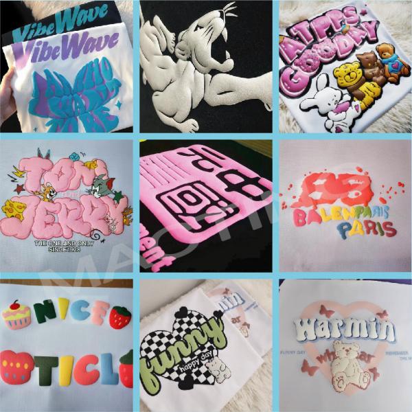 Custom Logo 3D Foam Puff Print Graphic T Shirt in Supima Cotton for Men's Streetwear