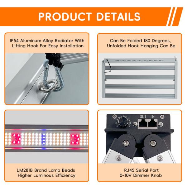 ANDY Full Spectrum 8 Bar 4x4 800W Led Grow Light Hydroponique Dimmable SAMSUNG LM301H EVO LM281B pour la fleur de tomate au piment