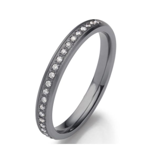 Romantic Starry Sky Ring Matt Finish Pure Tantalum Wedding Bands With Diamond