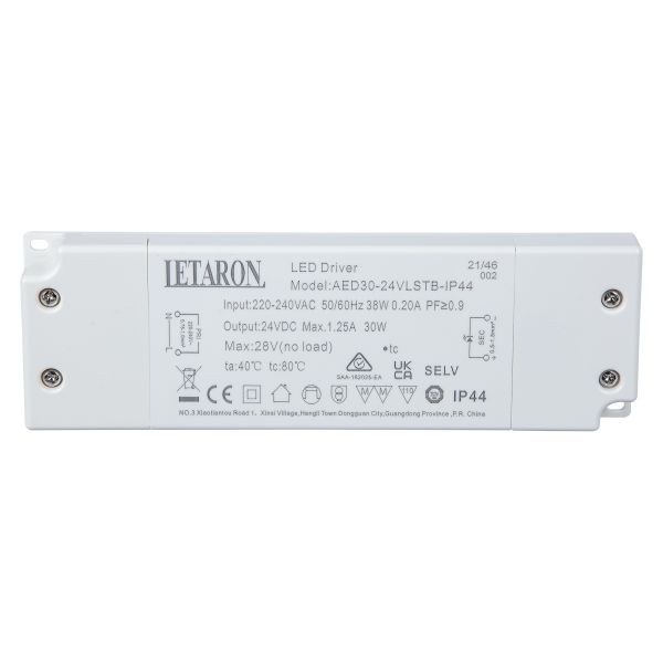 30W 24VDC IP44 Waterproof Led Drivers for Mirror Lighting and Cabinet Lighting