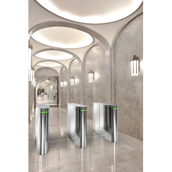 80W Sliding Gate Turnstile With Card Reader Silver Color Anti Tailgating