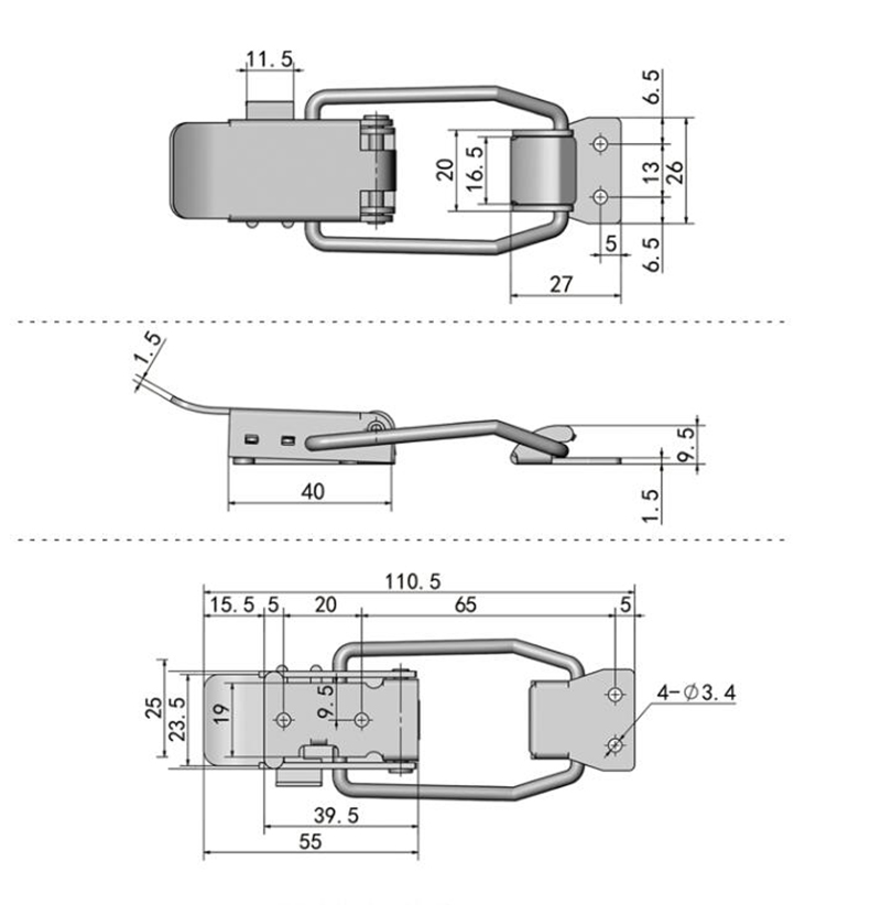 Нержавеющая сталь защелки притяжки электрической коробки Lockable для электрического шкафа