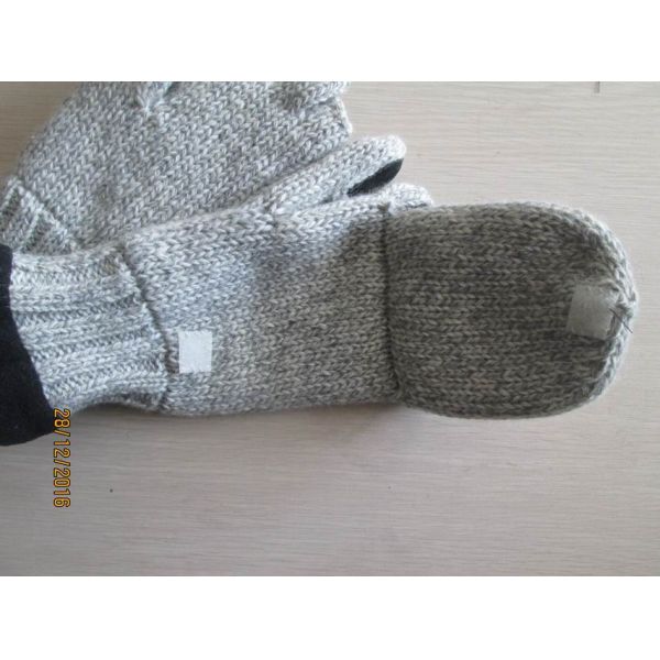 Half fingers with covers acrylic&wool  gloves with Thinsulate linging, white for MENS'  outside and winter