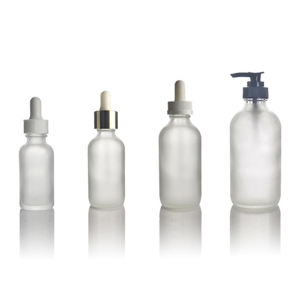 Clear Boston Dropper 4oz 8oz Glass Cosmetic Bottles