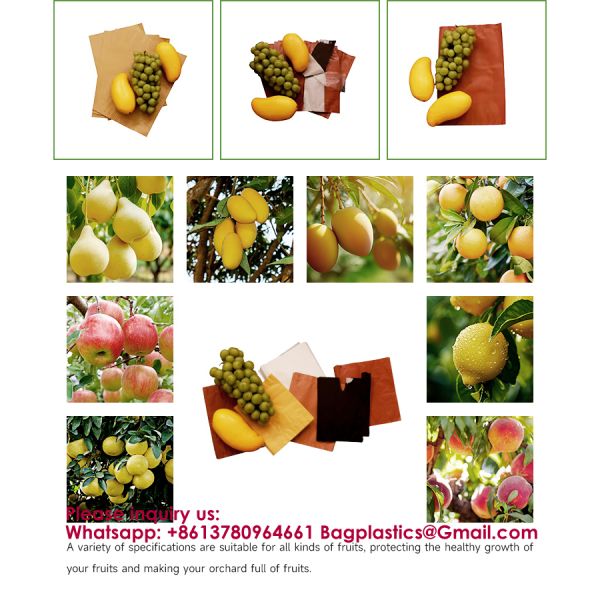 Custom Fruit Protection Bags Double-Layer Thickened Paper Bags Universal For Pear & Apple Trees Factory Wholesale Protection Bags Sunproof, Insect & Disease Resistant