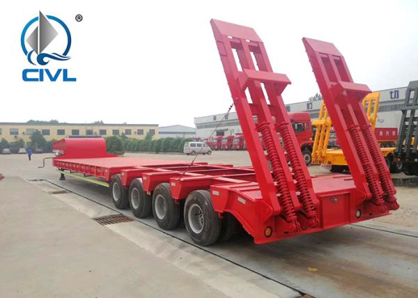 Low Bed 50 Ton Semi Trailer Trucks 3 Axles Gooseneck Drop Deck