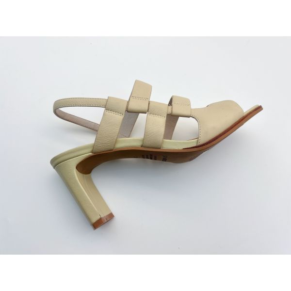 Beige Open Toe Women Pumps Shoes Genuine Leather With Soft Leeche Leather Upper