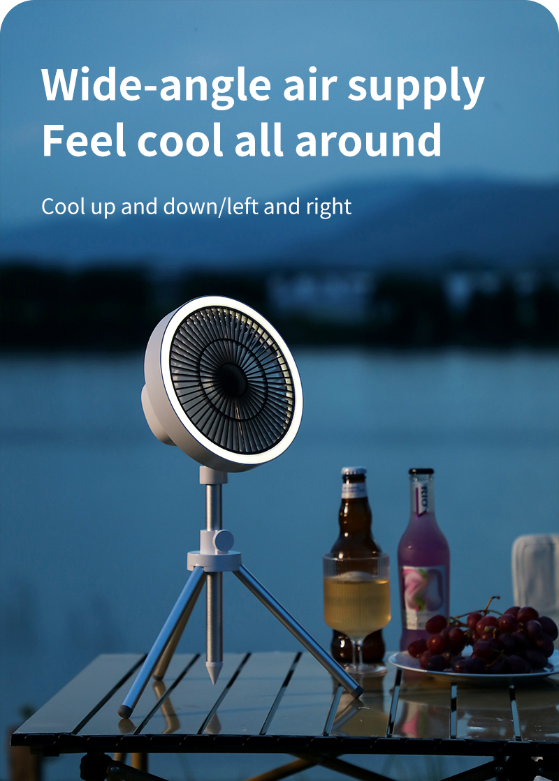 Desktop Fan Outdoor Essential Desktop Fan 10000mAh Long Battery Life Rechargeable Camping Fan with Remote Control and Light