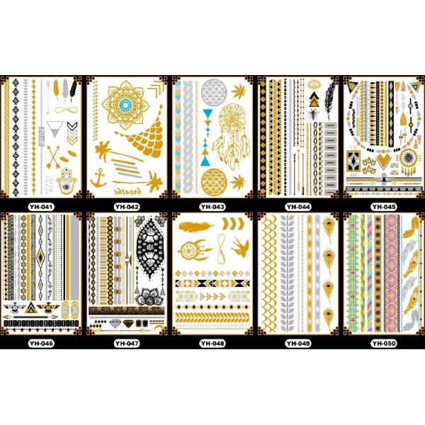 Waterproof Non Toxic Gold Foil Body Tattoo Sticker for ladies