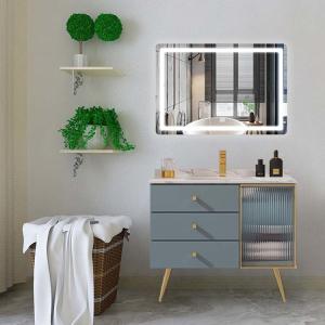 Modern Bathroom Cabinet With Mirror Waterproof Floor Mounted