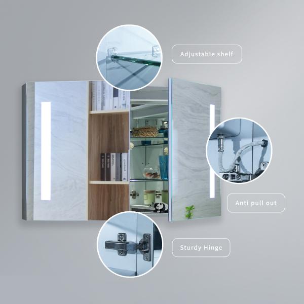AC110-120V Cabinet de miroirs de salle de bain d'hôtel avec lumière LED