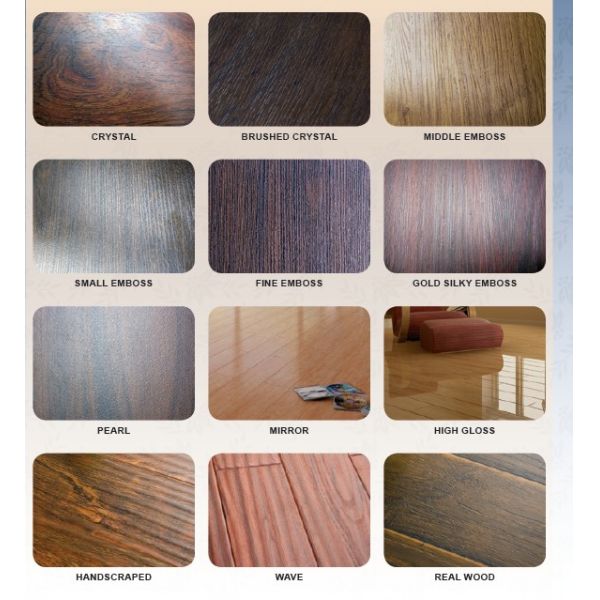 8mm 10mm 12mm Standard Edge Rustic Tile Wooden Flooring with Wood Grain Embossed Surface