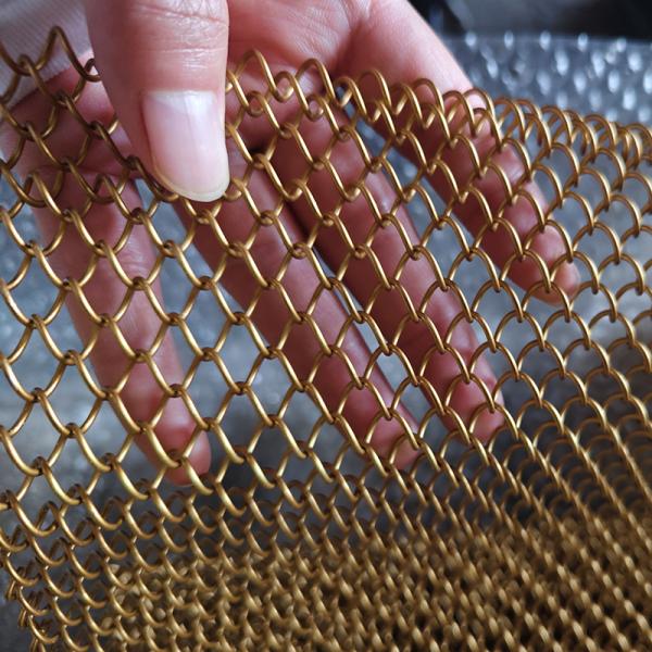 Gold Flexible Aluminium Metal Chain Link Cpol Drapery Decorative Wire Mesh Curain