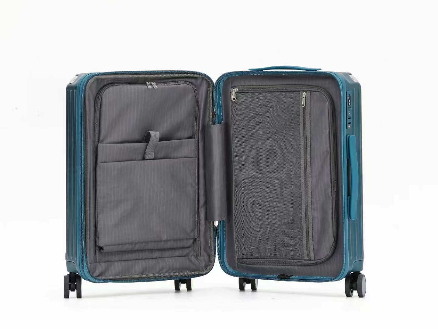 Best Selling Multi-Function Travel Case Luggage Set Outdoors Spinner Suitcase USB Charging Port Cup Holder Aluminum PC Materials