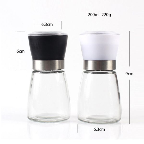 Hygienic Lead Free Rotatable Grinding Lid Glass Pepper Jar