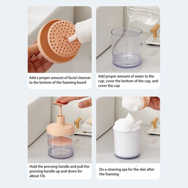 OEM Plastic Face Wash Hair Shampoo Dew Foam Press Foaming Bubbler Cup