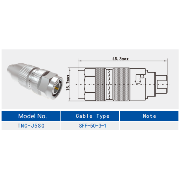Bass Straight Design TNC Type Male Stainless Steel RF Coaxial Connector for SFF-50-3-1 Cable