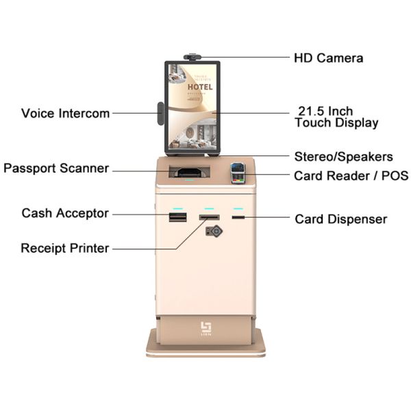 AIO Intelligent Hotel Self Service Check in Check Out Kiosk 24H Unattended Service