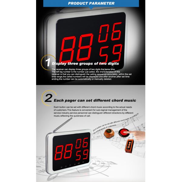 полный набор кнопок вызова/дисплеев/кухонной панели вызова/ретранслятора сигнала системы пейджинга ресторанов