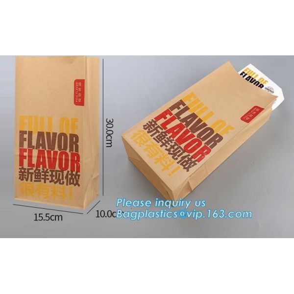 Foldable kraft paper fastfood packing box for hamburger,Factory price custom size logo print take away kraft window gift