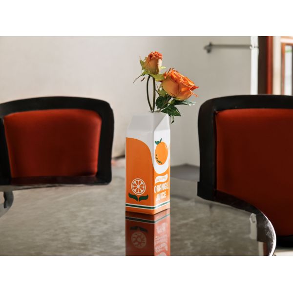 Modern Tabletop Vase for Hydroponic Flower Arrangement in Creative Orange Fruit Design