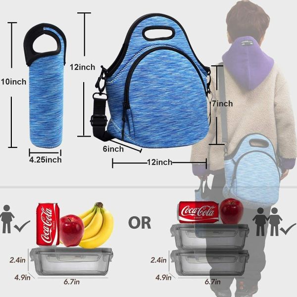 12.6x6.3x12.6 inches Insulated Thermal Lunch Box Tote Bag for Student School Neoprene