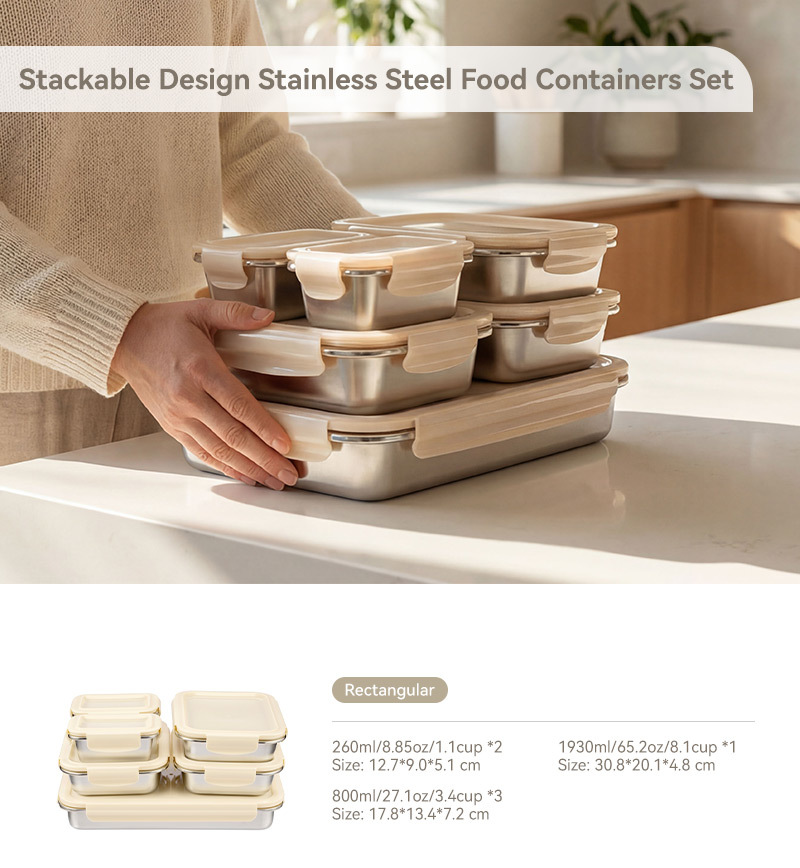 Durable Design Stainless Food Containers With Bsci Certification For Eco-friendly & Sustainable