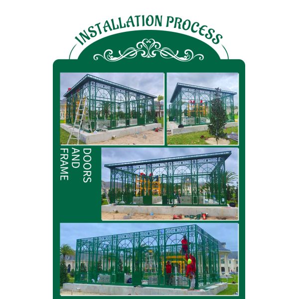 Movable Sunroom Wrought Iron Cast Iron Gazebo Metal Green House Safely Reinforced Large Outdoor Wedding